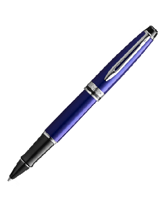 Expert 3 Navy Blue Chrome Trim Rollerball Pen by Waterman