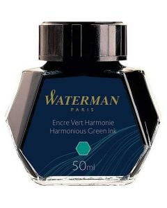 The Waterman, Harmonious Green 50ml Bottled Ink Refill. The loose, high pigment ink is bottled in glass, ideal for both calligraphy and for refilling your favourite fountain pen coverter. 