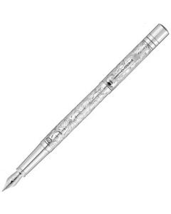 The Yard-O-Led, Viceroy, Victorian Silver Fountain Pen has been crafted from fine silver using 19th-century methods and engraved with an intricate design.