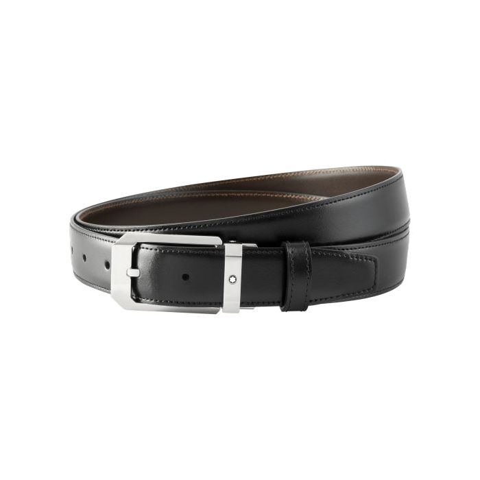 The Montblanc classic line black and brown reversible belt.