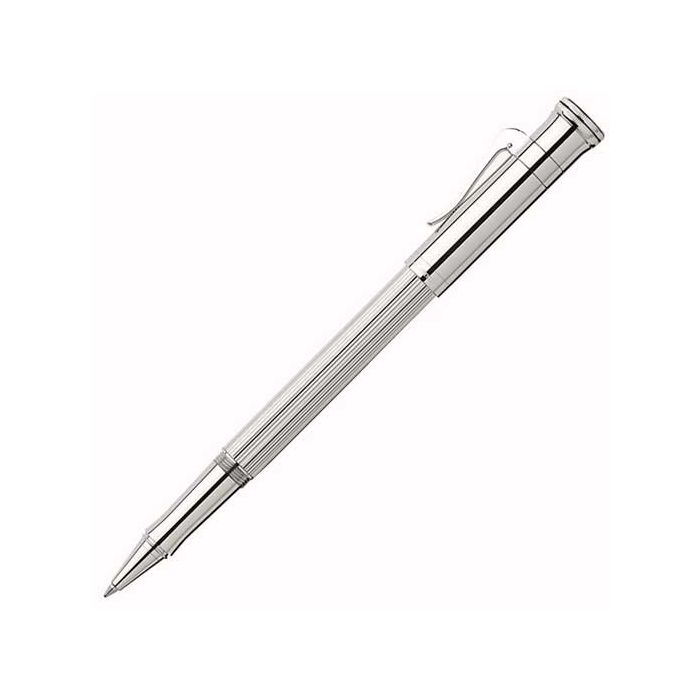 The Graf von Faber-Castell, Classic Sterling Silver Rollerball Pen has been finished with a high shine polish, ridged design for added grip and a twist off cap