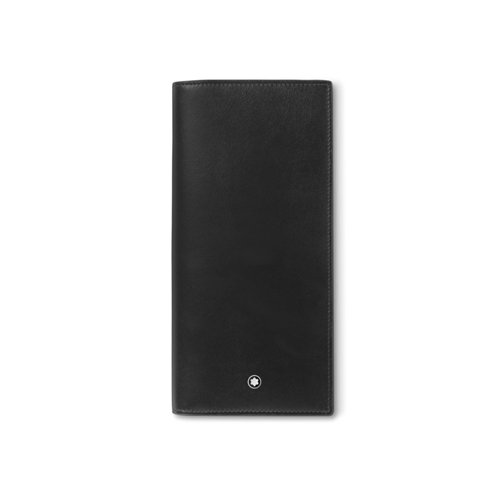 Montblanc's Meisterstück Black Leather Long Wallet 14CC is made out of smooth calfskin leather in plain black.