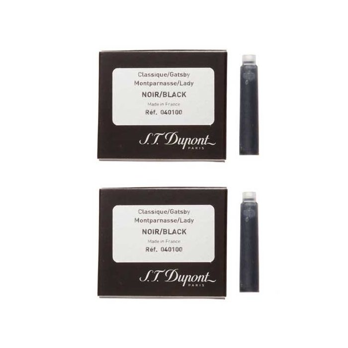 The S.T. Dupont Paris Black Ink Fountain Pen Cartridges 2x Packs of 6