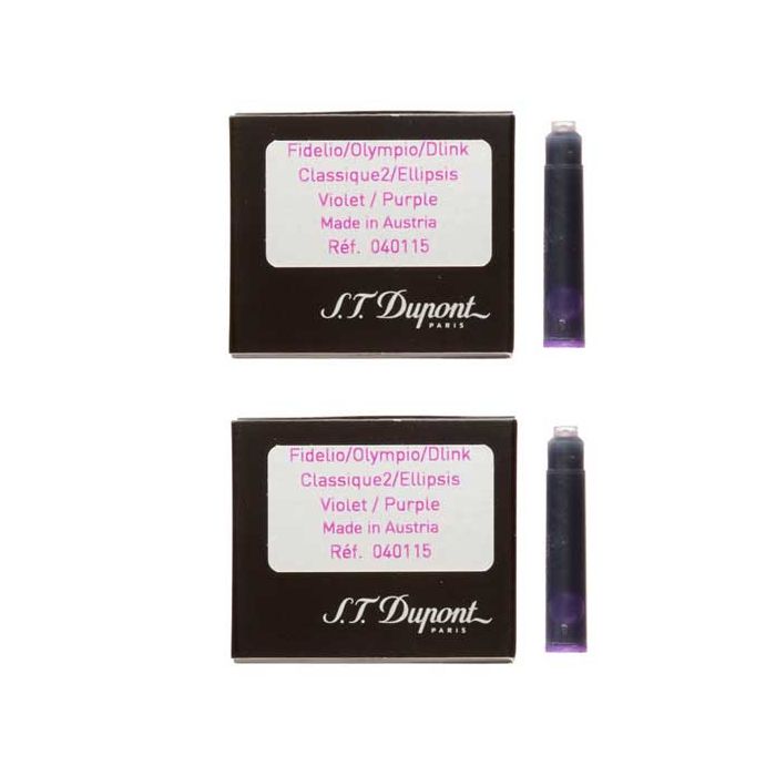 The S.T. Dupont Purple Fountain Pen Ink Cartridges 2x Pack of 6