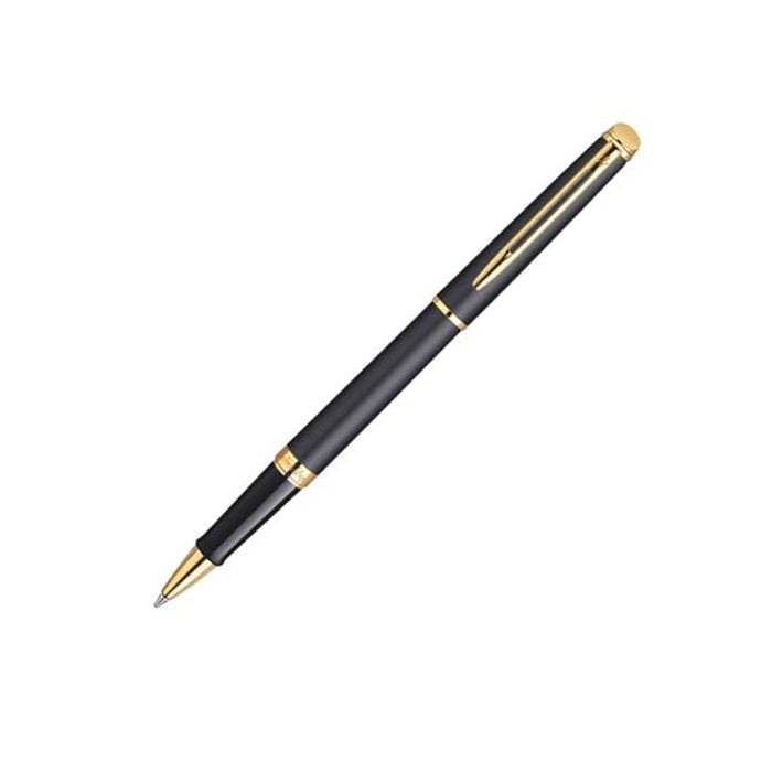 Waterman, Hemisphere, Matt Black & Gold Trim Rollerball Pen with a Fine Nib cartridge. Classically finished for the refined Waterman brand.