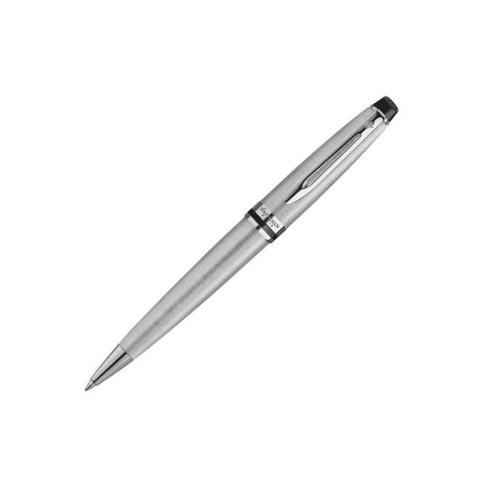 Waterman, Expert, Stainless Steel with Chrome Trim Ball Pen. Featuring a perfectly brushed steel body and cap, a twist release mechanism for on the go use and chrome plated fittings. The secure fit clip is embossed with the 