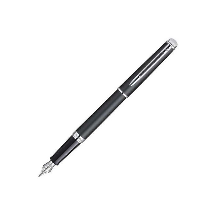 Waterman, Hemisphere, Matt Black & Chrome Trim Fountain Pen with a medium width nib. Brand authenticated and smooth glide technology, perfect.
