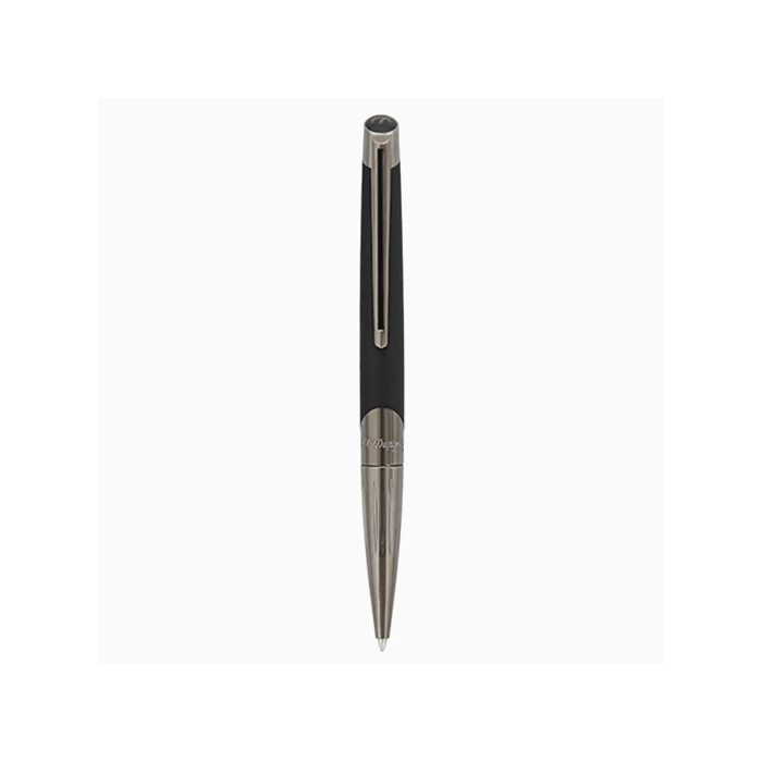 This Défi Millenium Gunmetal Ballpoint Pen Matte Black by S.T. Dupont has a matte black barrel with gunmetal trims. 