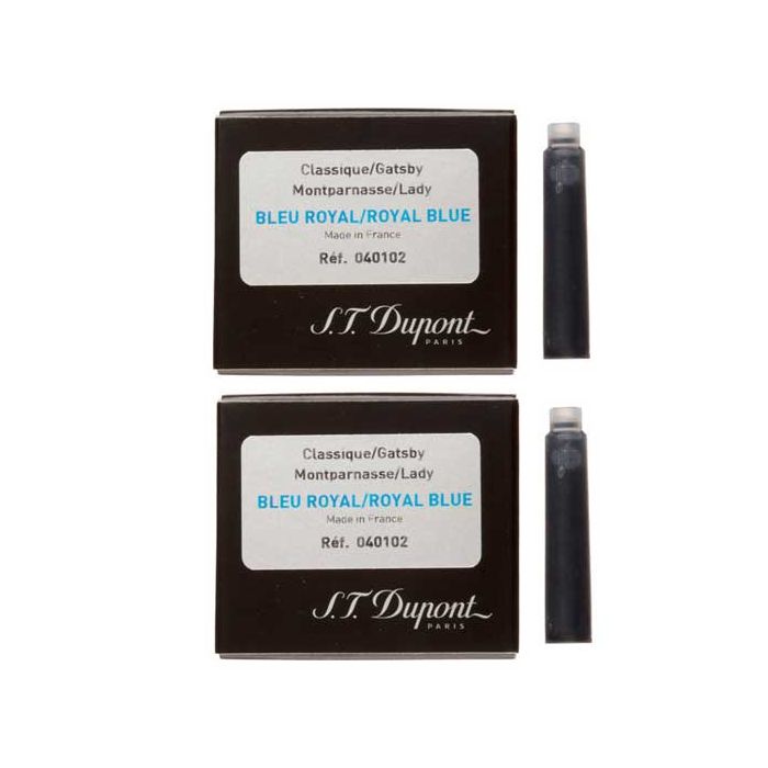 The S.T. Dupont Royal Blue Ink Fountain Pen Cartridges 2x Packs of 6