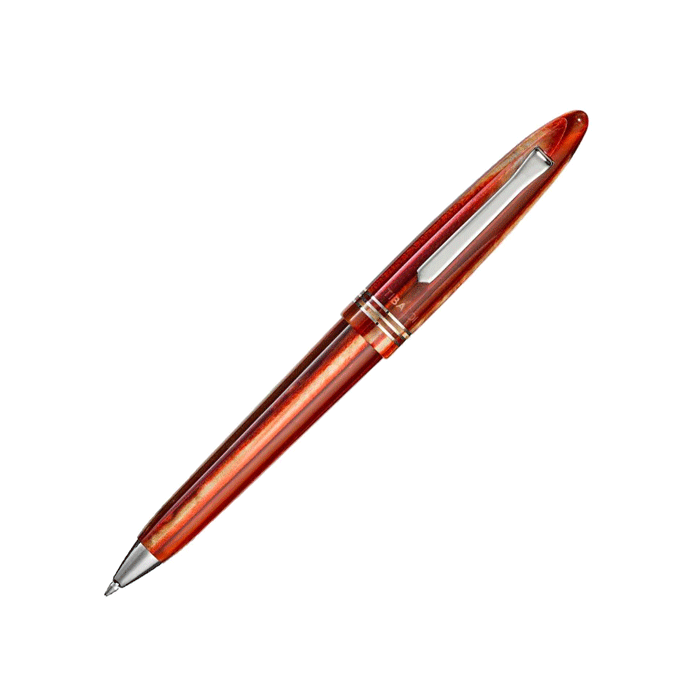 This Seashell Mist Trim Bononia Ballpoint Pen by TIBALDI has palladium-plated trims to contrast with the red body. 