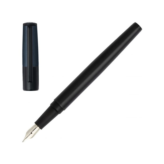 This Gear Minimal Black & Navy Fountain Pen has been designed by Hugo Boss.