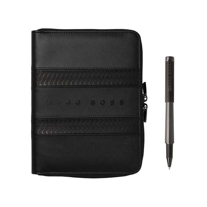 The Hugo Boss Black Tire A5 Conference Folder and Rollerball Pen Set.