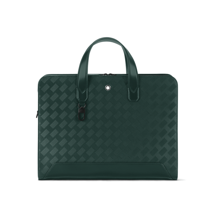 Montblanc's Extreme 3.0 Slim Document Case in British Green has the snowcap emblem on the front.