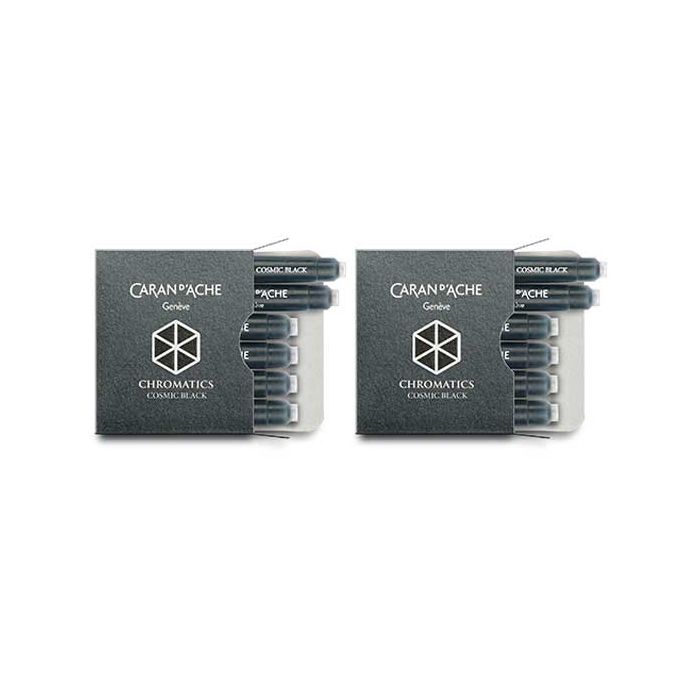 These are the Caran d'Ache Cosmic Black Chromatics Ink Cartridges. You will receive 2 x 6 packs. 
