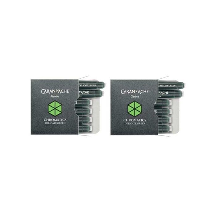 These are the Caran d'Ache Delicate Green Chromatics Ink Cartridges (12). You will receive 2 x 6 packs of ink cartridges. 