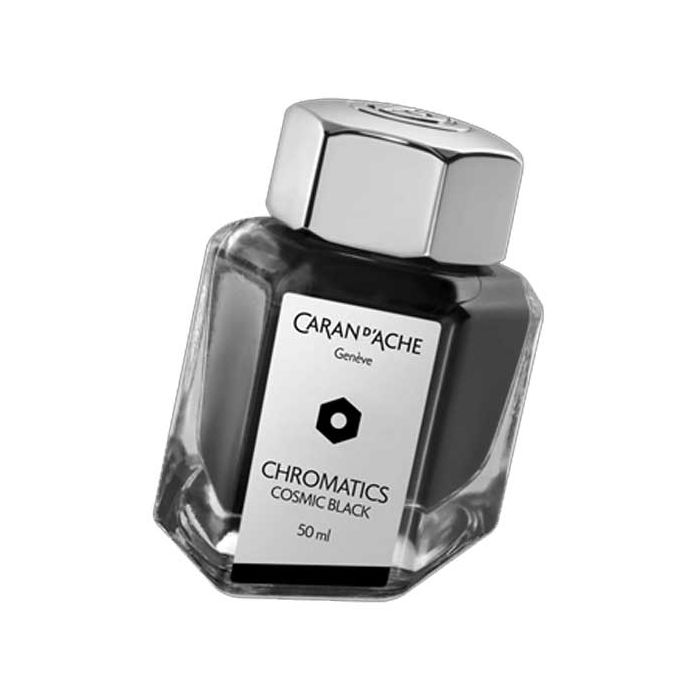 This is the Caran d'Ache Cosmic Black Chromatics 50ml Ink Bottle. 