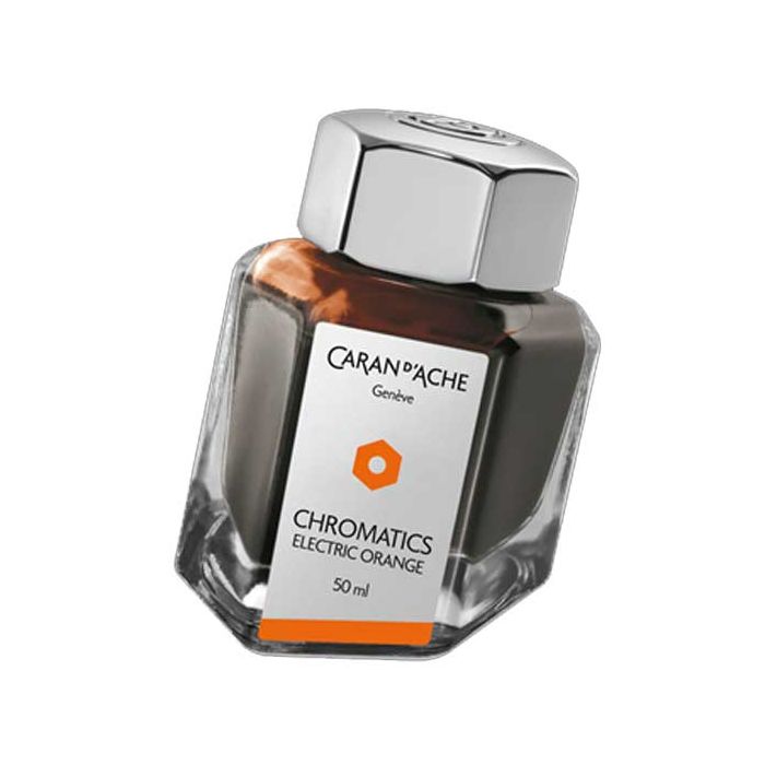This is the Caran d'Ache Electric Orange Chromatics 50ml Ink Bottle. 