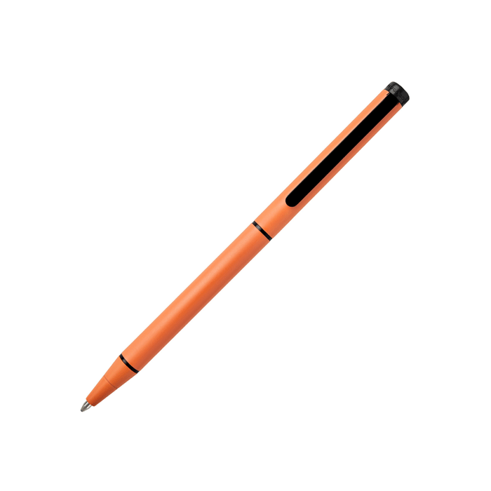 This Hugo boss Cloud Matte Papaya Orange Ballpoint Pen has contrasting trims in black. 
