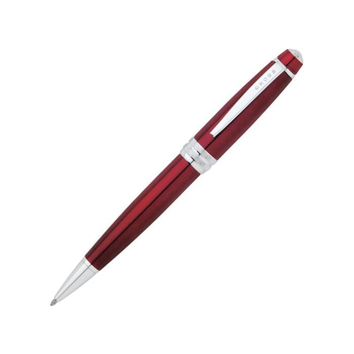 Cross Bailey ballpoint pen, in red lacquer with chrome fittings.