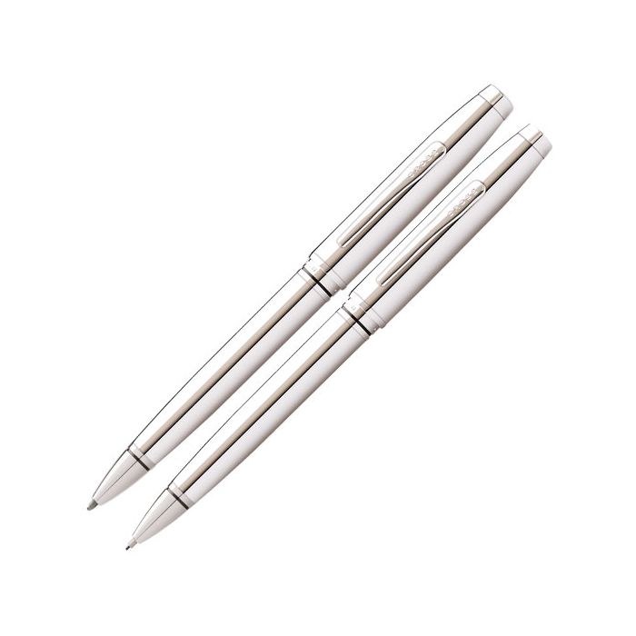 This Coventry Chrome Ballpoint Pen & Pencil Set was designed by Cross. 