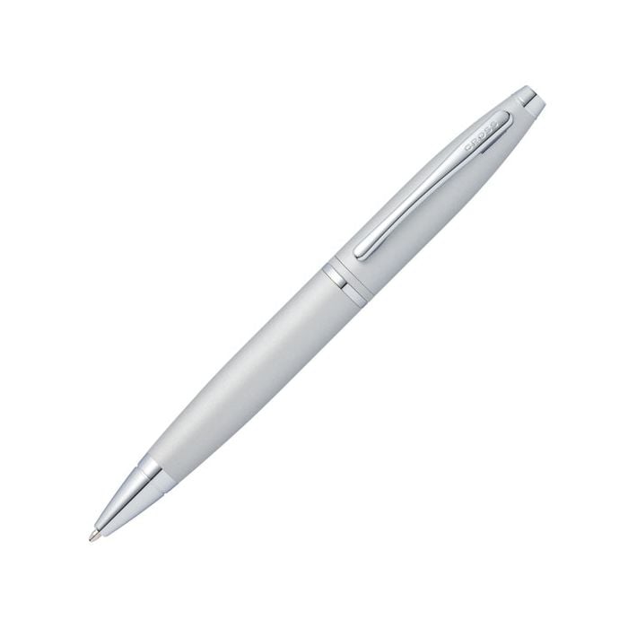 This Calais Satin Chrome Ballpoint Pen was designed by Cross. 