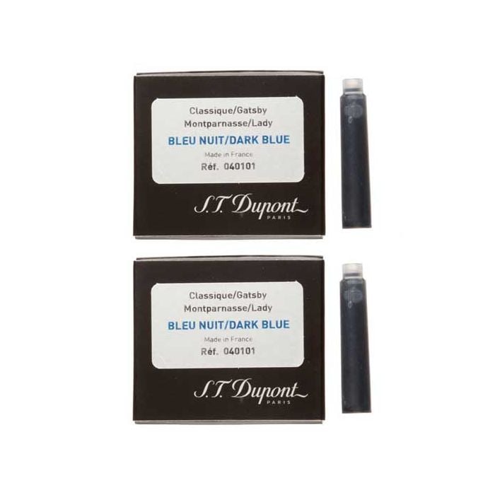 The S.T. Dupont Paris Dark Blue Fountain Pen Ink Cartridges 2x Pack of 6