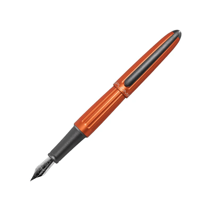 This Orange Aero Fountain Pen by Diplomat is made with aluminium with a metallic sheen.