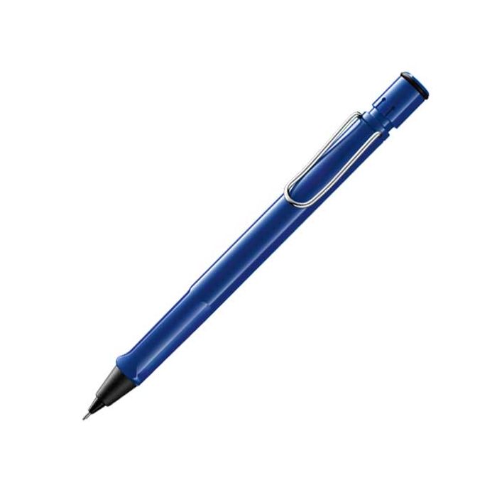 Blue safari LAMY plastic mechanical pencil with metal clip and eraser.