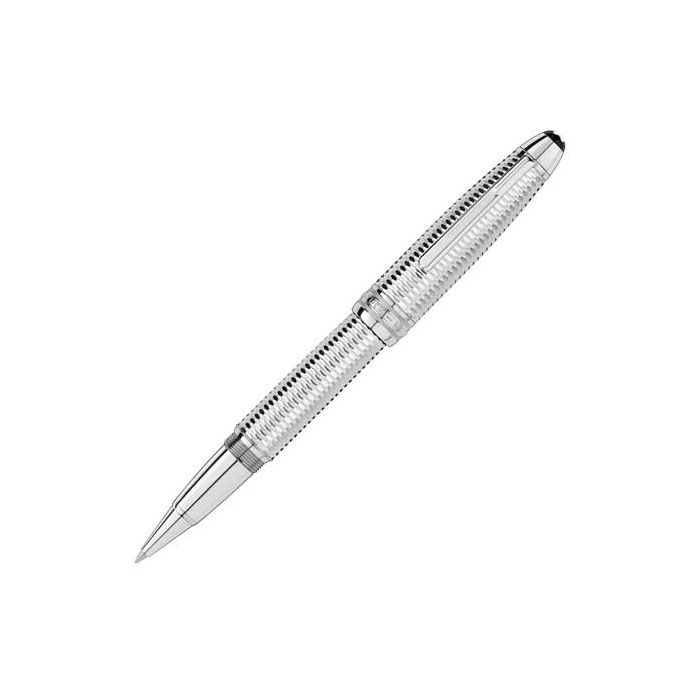 Montblanc Meisterstück Platinum-Coated rollerball pen LeGrand with a geometrically engraved pattern.