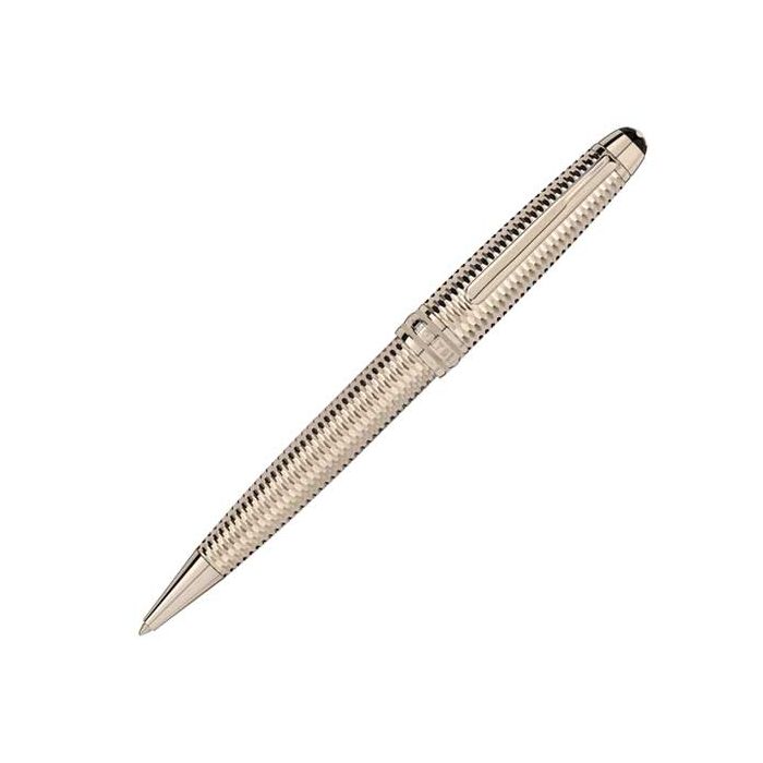 Gold-coated Montblanc Meisterstück ballpoint pen with a twist mechanism cap.