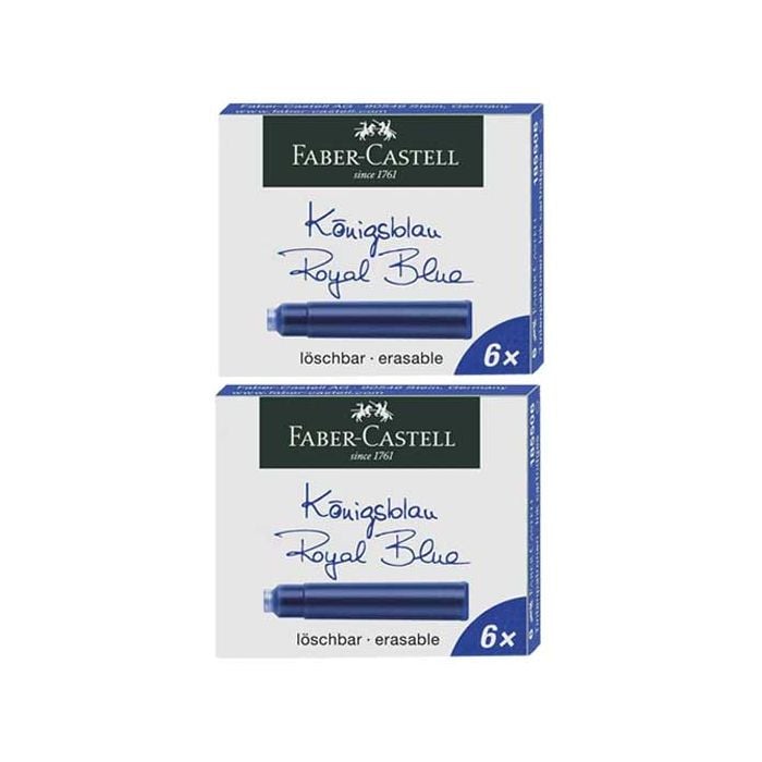 Pack of 6 Royal Blue Fountain Pen Cartridges from Graf von Faber-Castell.