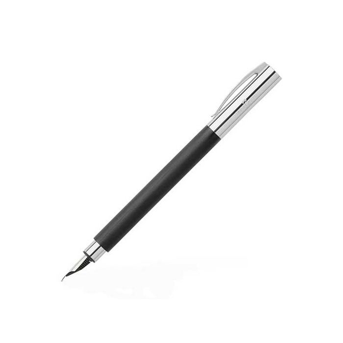 Faber-Castell, Ambition, Precious Resin in Brushed Matte Black & Chrome Plated Design Fountain Pen with Nib Sized Medium. 