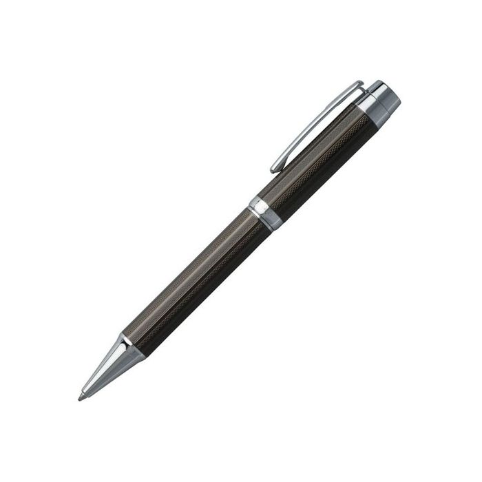 A full view of the Hugo Boss Bold Dark Chrome-Plated  ballpoint pen.