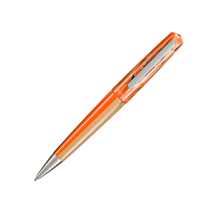Infrangible Ginger Beige Ballpoint Pen by TIBALDI with a marble effect barrel and polished chrome trims. 