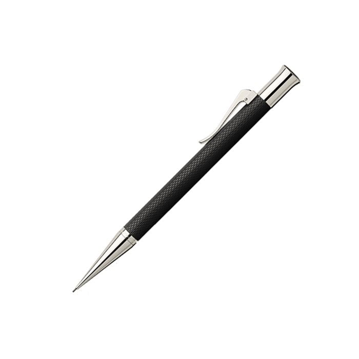 The Graf-von Faber-Castell, Platinized Pocket Mechanical Pencil features an intricate barrel, click charge mechanism, hidden eraser and storage clip