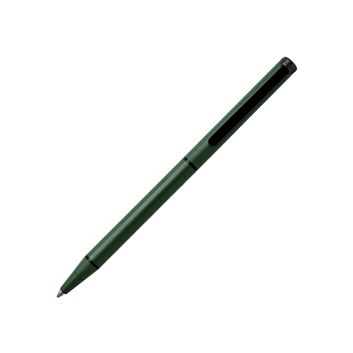 This Hugo Boss Cloud Matte Green Ballpoint Pen has contrasting black lacquer on the clip and trims. 