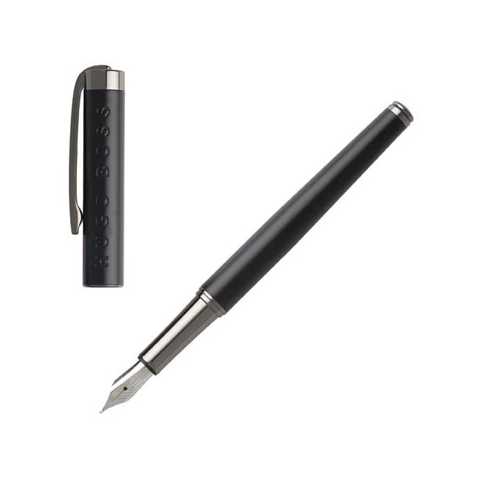 The Hugo Boss, Inception Black Brass & Gunmetal Fountain Pen with Steel Nib.