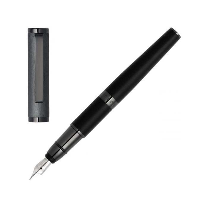 This Formation Gleam Dark Grey & Black Fountain Pen has been designed by Hugo Boss.
