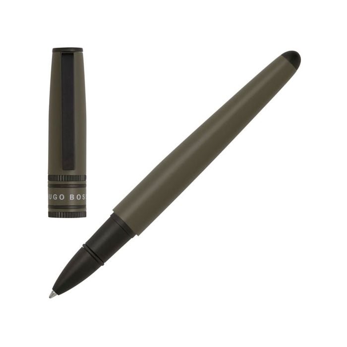 This Khaki Illusion Gear Rollerball Pen has been designed by Hugo Boss. 