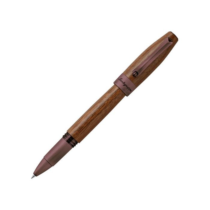 The Montegrappa, Heartwood, Walnut & Bronze Rollerball Pen uses a twist release thread for the easily removed cap. The Rollerball is crafted from soft organic natural materials and finished with brushed bronze trim.