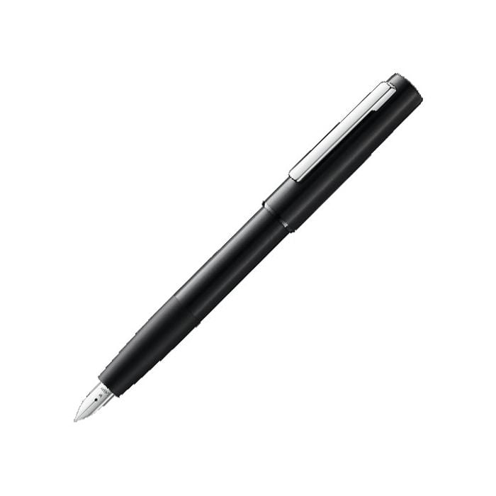 The LAMY matte black fountain pen in the Aion collection is made from brushed aluminium with a stainless steel nib.