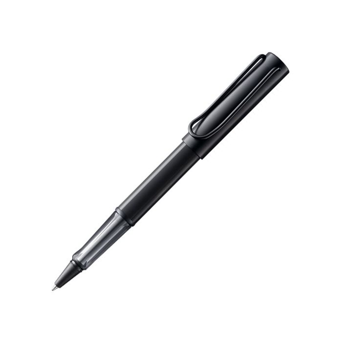 The LAMY black rollerball pen in the AL-Star collection has a transparent ergonomic grip.