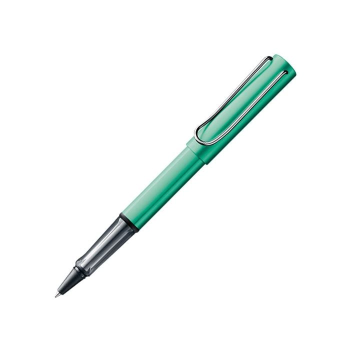 The LAMY green rollerball pen in the AL-Star collection comes in a small pop up gift box under a two year warranty.