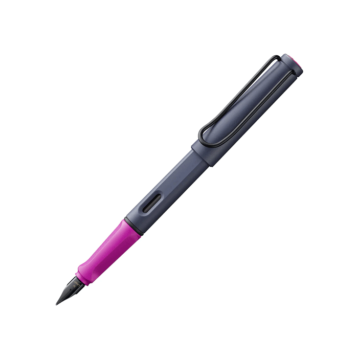 LAMY's Safari Special Edition Pink Cliff Fountain Pen has a matte barrel with a metal clip on the cap.
