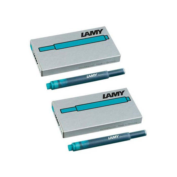 LAMY turquoise ink cartridges, suitable for all LAMY fountain pens excluding the 2000 range.