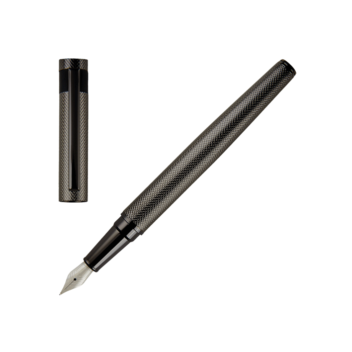 This Hugo boss Loop Diamond Fountain Pen in Gunmetal comes in a branded gift box. 
