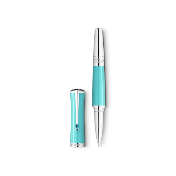 Montblanc's Maria Callas Special Edition Muses Rollerball Pen is reminiscent of the Aegean Sea. 