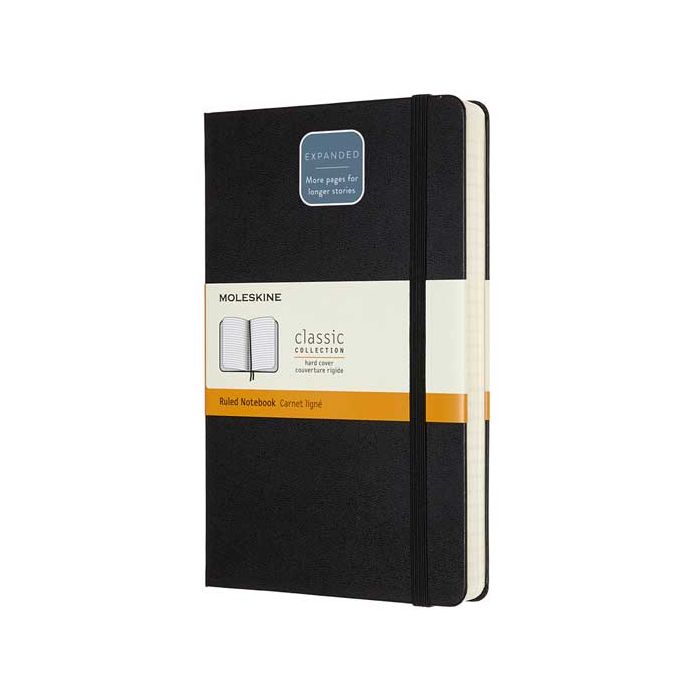 This Moleskine notebook comes made from a smooth black leather.