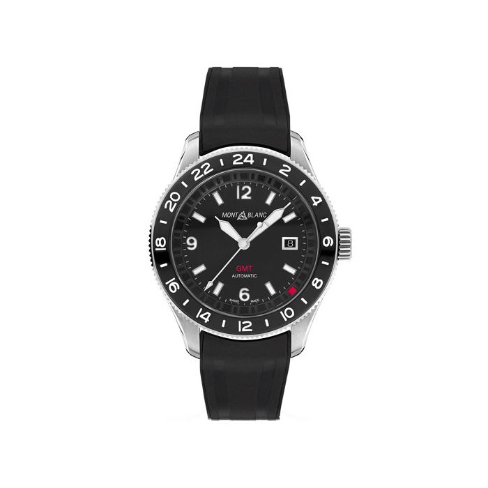 This GMT Black Rubber 1858 Watch is designed by Montblanc. 