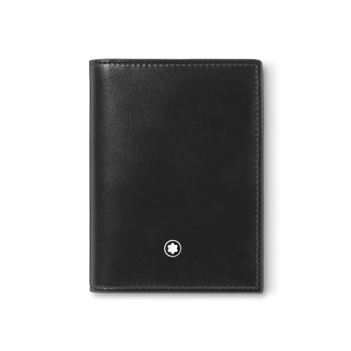 Montblanc's Meisterstück Leather Card Holder, Black has four card compartments and extra slip pockets to keep banknotes etc safe.